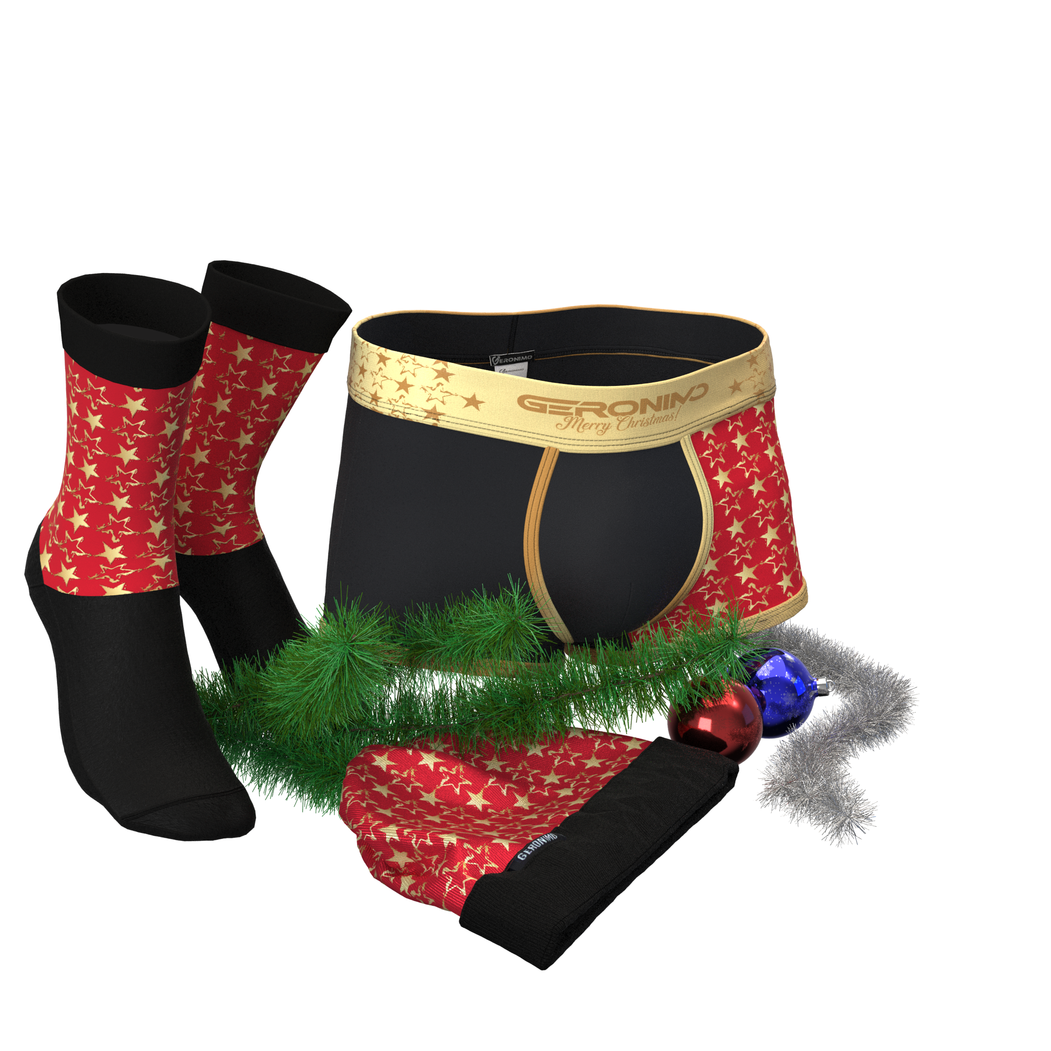Коледен Пакет Мъжки Боксерки + Чорапи и Шапка В2