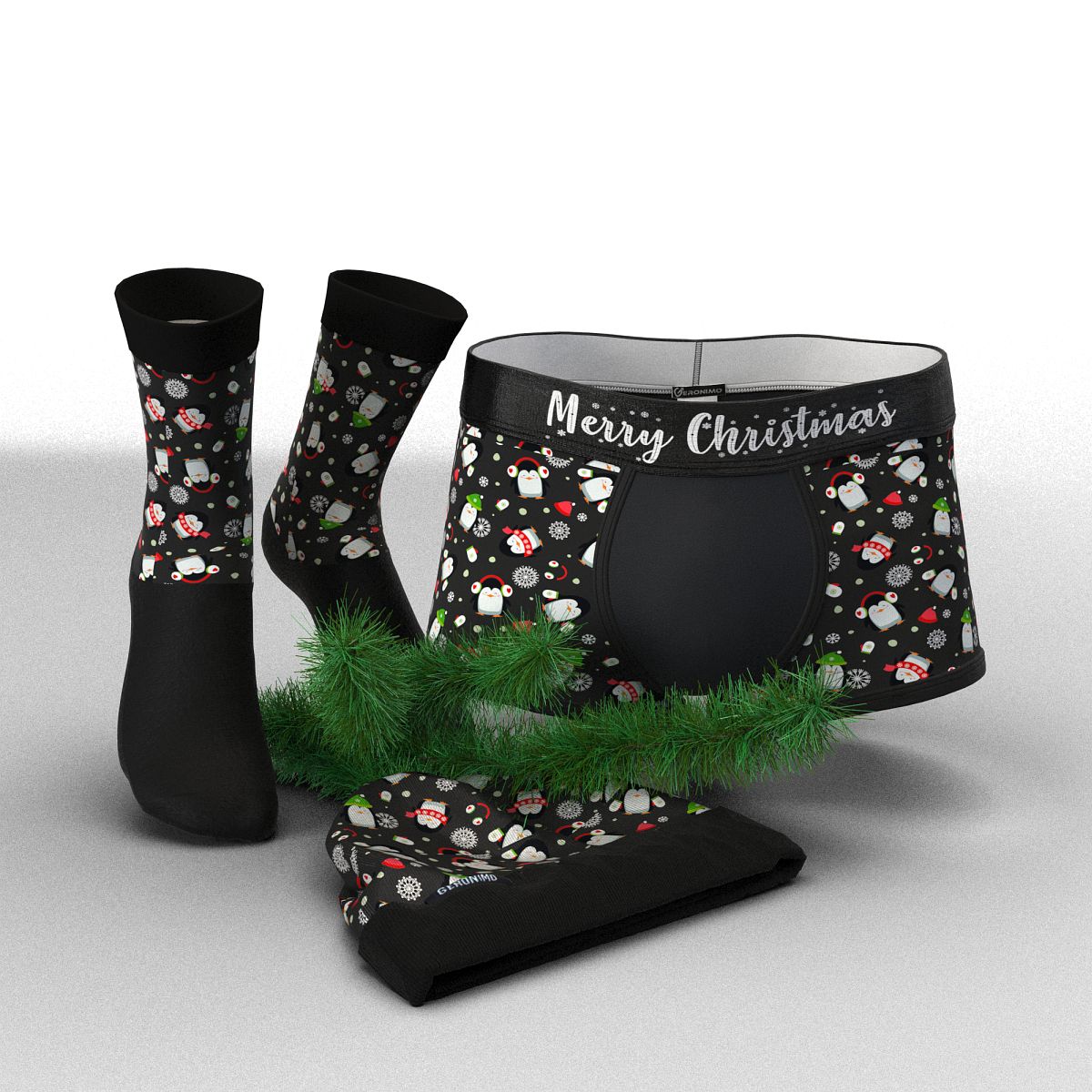 Коледен Пакет Мъжки Боксерки + Чорапи и Шапка В1