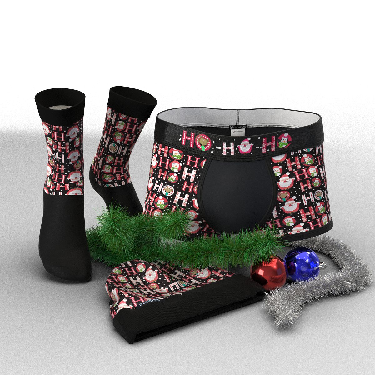 Коледен Пакет Мъжки Боксерки + Чорапи и Шапка В1