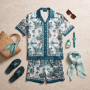 GERONIMO Lagoon Tropic – мъжки сатенен комплект, flat lay