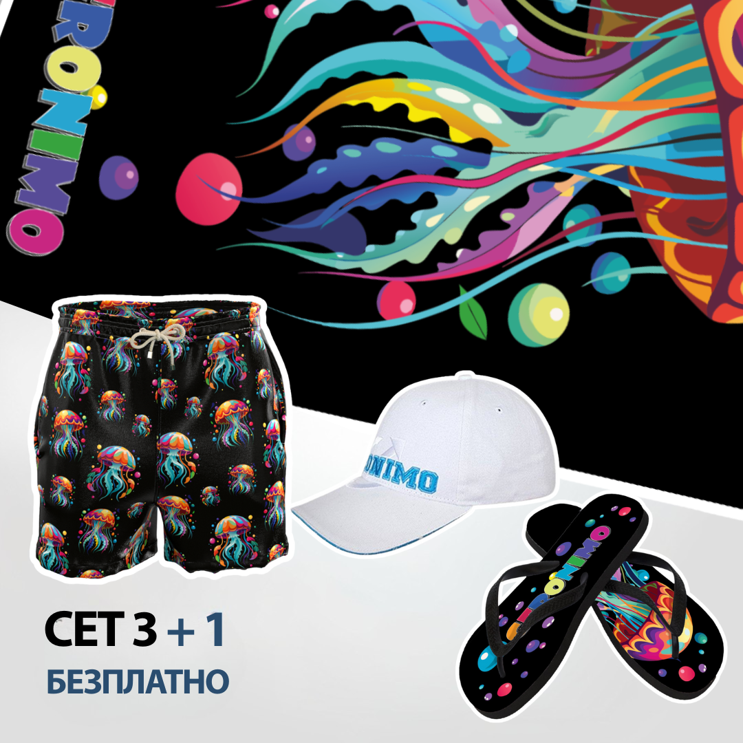Шорти, кърпа за плаж с джапанки + ПОДАРЪК шапка | 2422Set