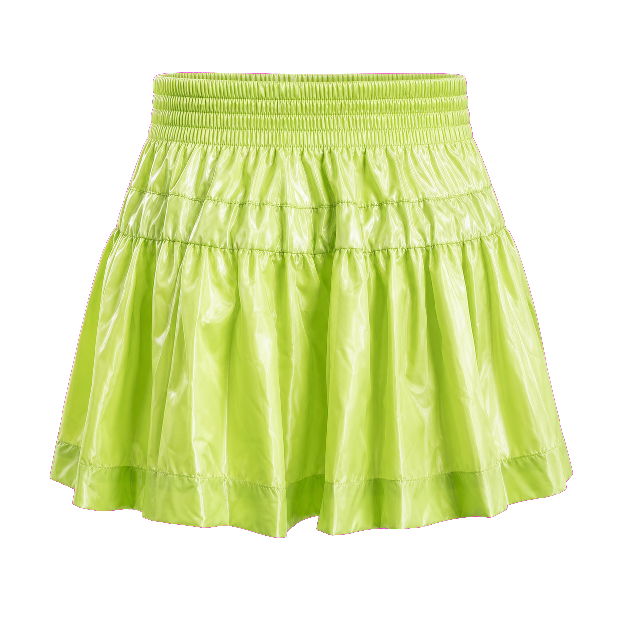 Дамска сатенена мини пола Mini Lime Geronimo – продуктова снимка отзад