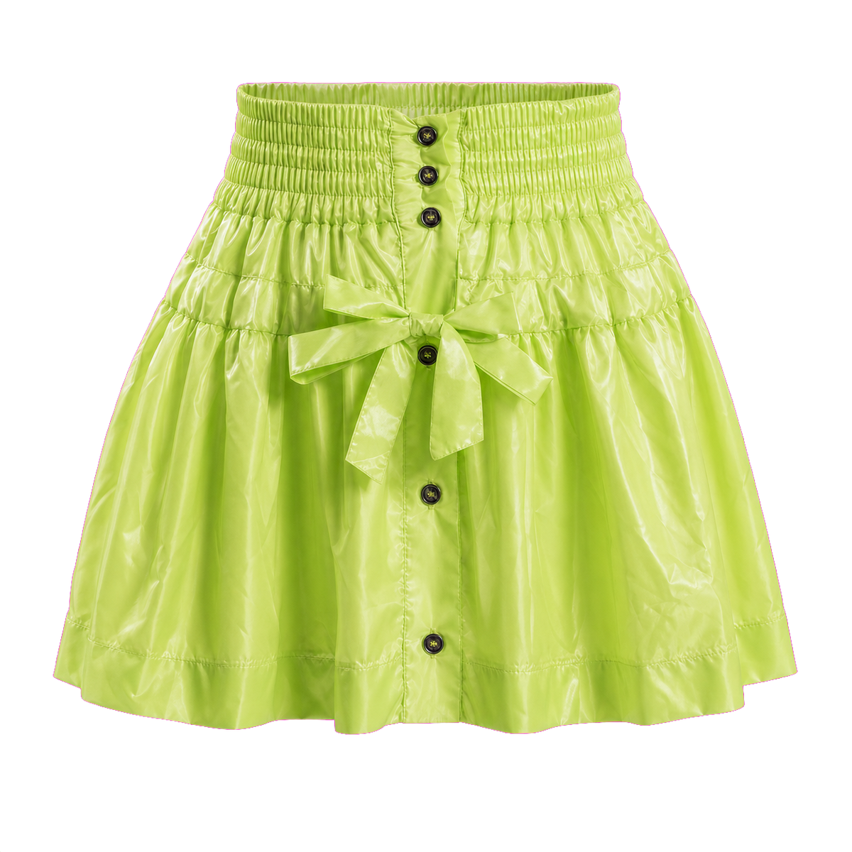 Дамска сатенена мини пола Mini Lime Geronimo – продуктова снимка отпред