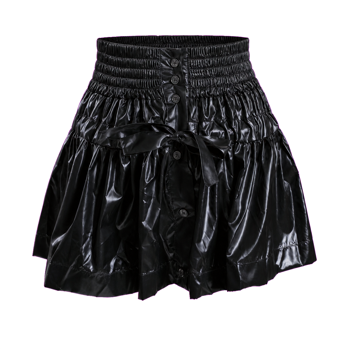 Дамска сатенена мини пола Mini Nero Geronimo – продуктова снимка отпред