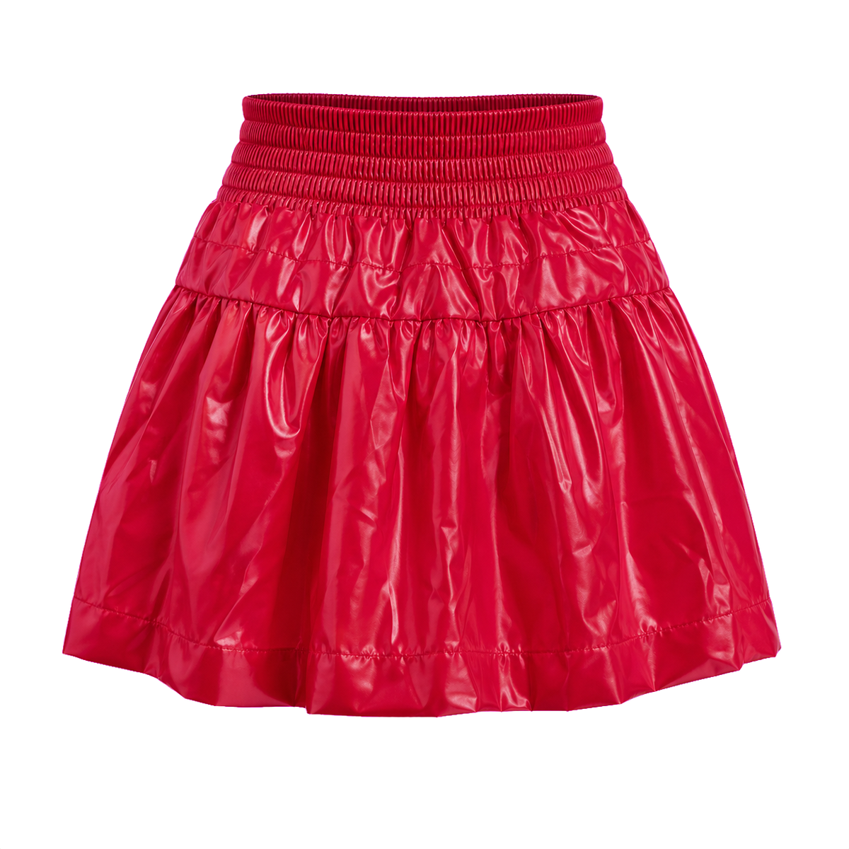 Дамска сатенена мини пола Mini Rosso Geronimo – продуктова снимка отзад