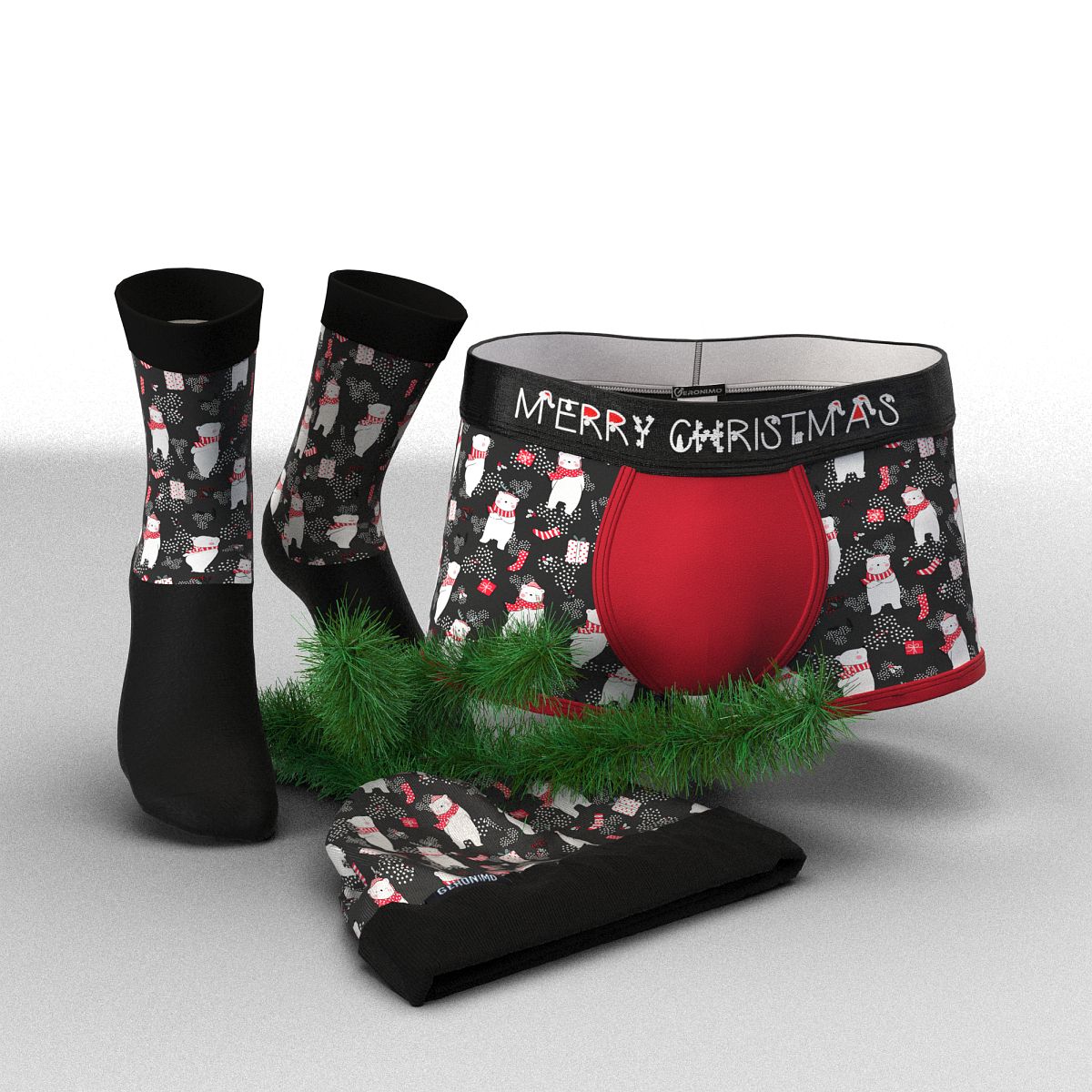 Коледен Пакет Мъжки Боксерки + Чорапи и Шапка В1