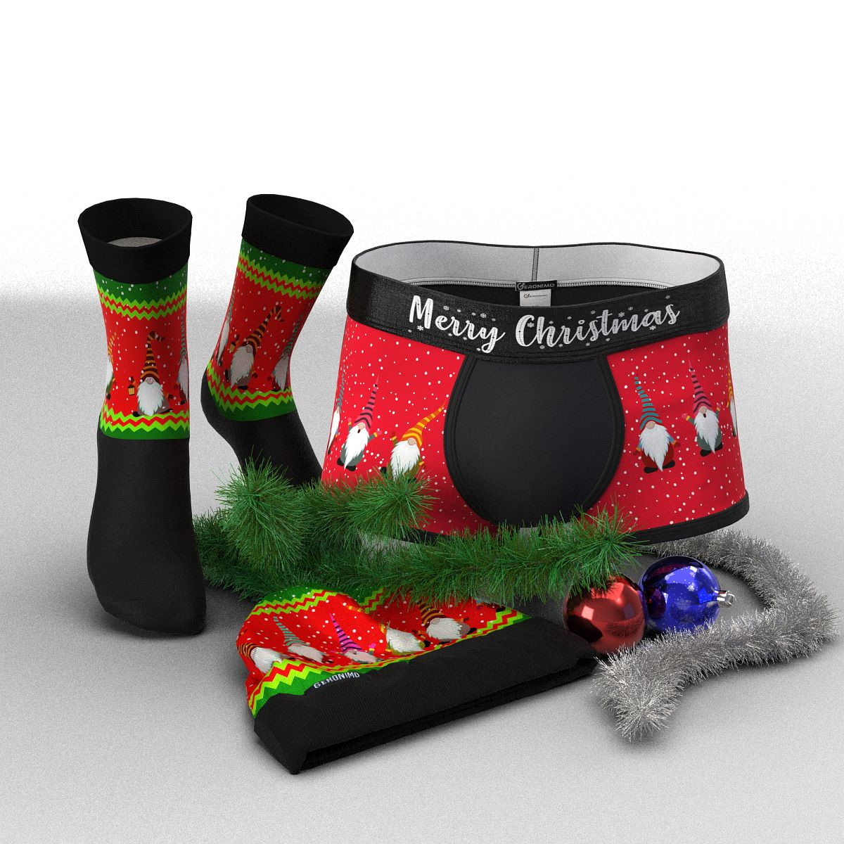 Коледен Пакет Мъжки Боксерки + Чорапи и Шапка В1